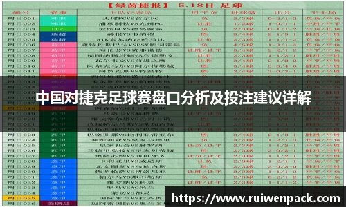 中国对捷克足球赛盘口分析及投注建议详解